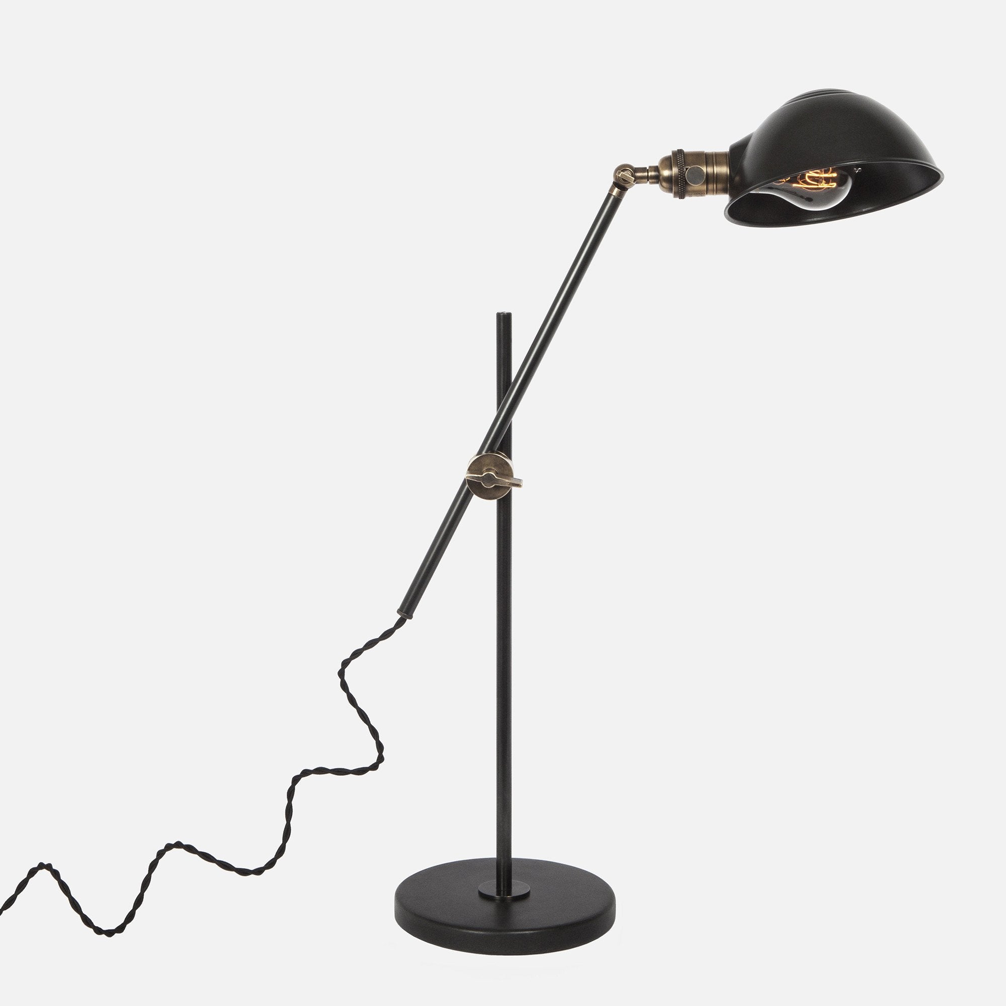 Otis Articulating Task Lamp - Ebonized Steel w/ Vintage Brass Accents