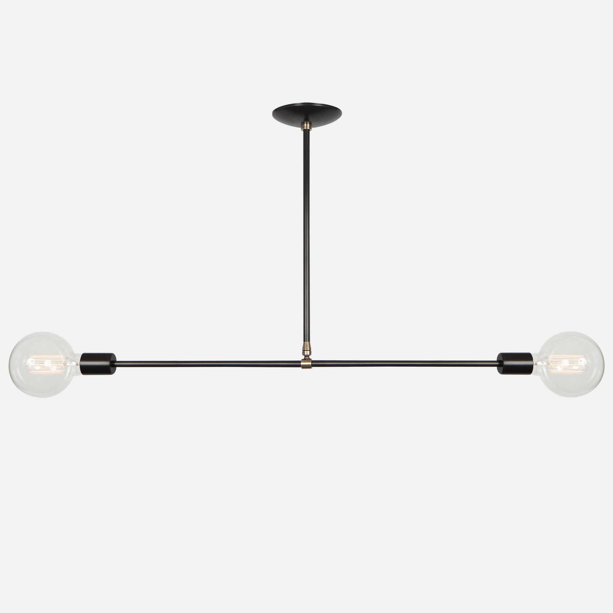 Balance Pendant Light - Horizontal - Matte Black with Aged Brass Details