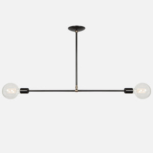 Balance Pendant Light - Horizontal - Matte Black with Aged Brass Details