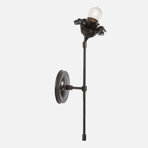 Bloom Single Stem Articulating Wall Sconce - Side View - Ebonized Brass