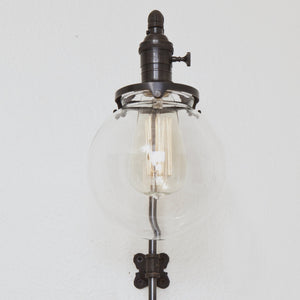 Brass Pipe Wall Sconce - Glass Globe - Detail