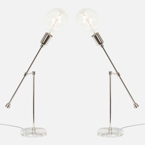 Counterbalance Bare Bulb Table Lamp - Polished Nickel - Mirrored Pair