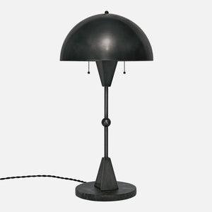 Dome Table Lamp - Ebonized Brass - Black Marble Base - Side View