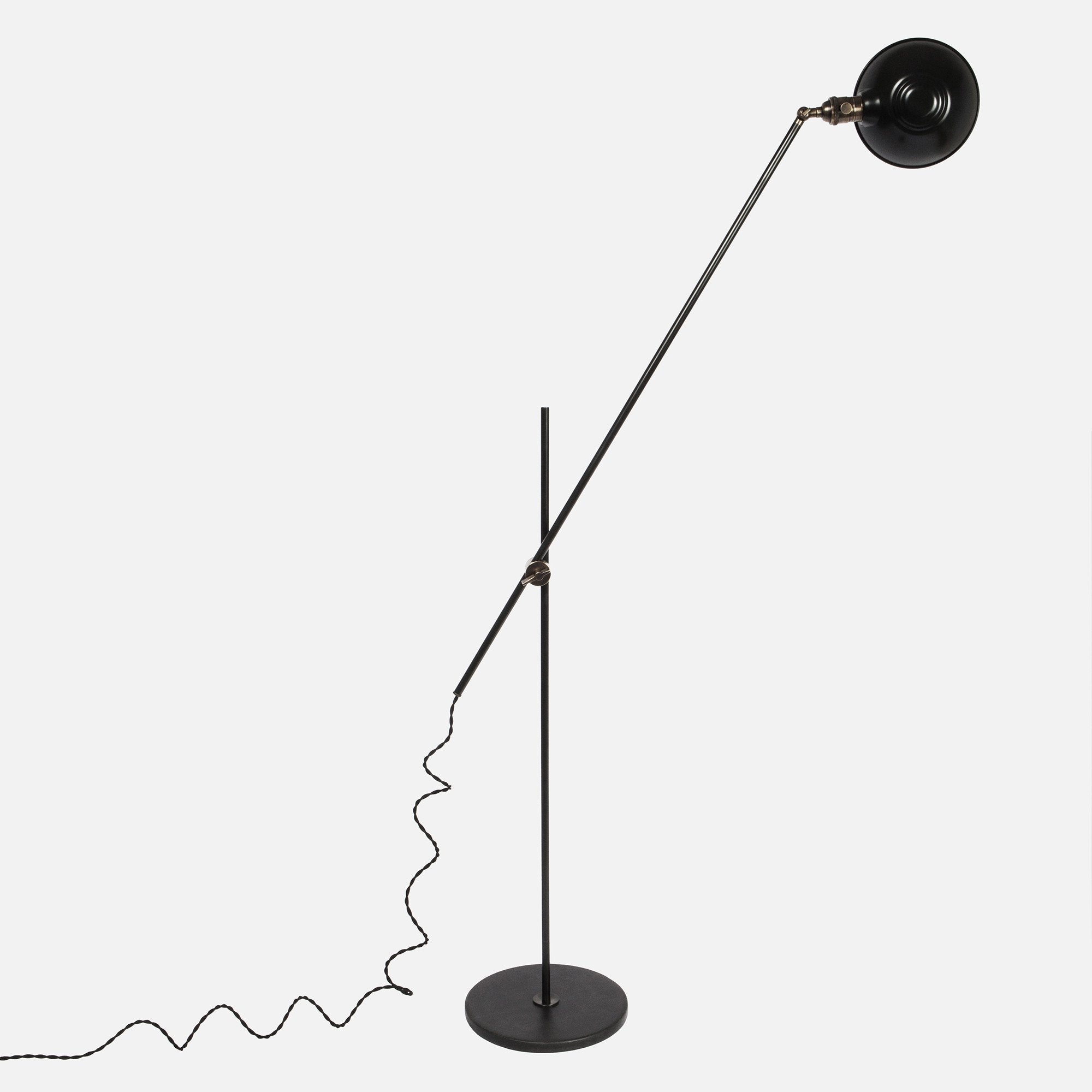 Otis Articulating Floor Lamp w/ Adjustable Factory Shade - Upright View
