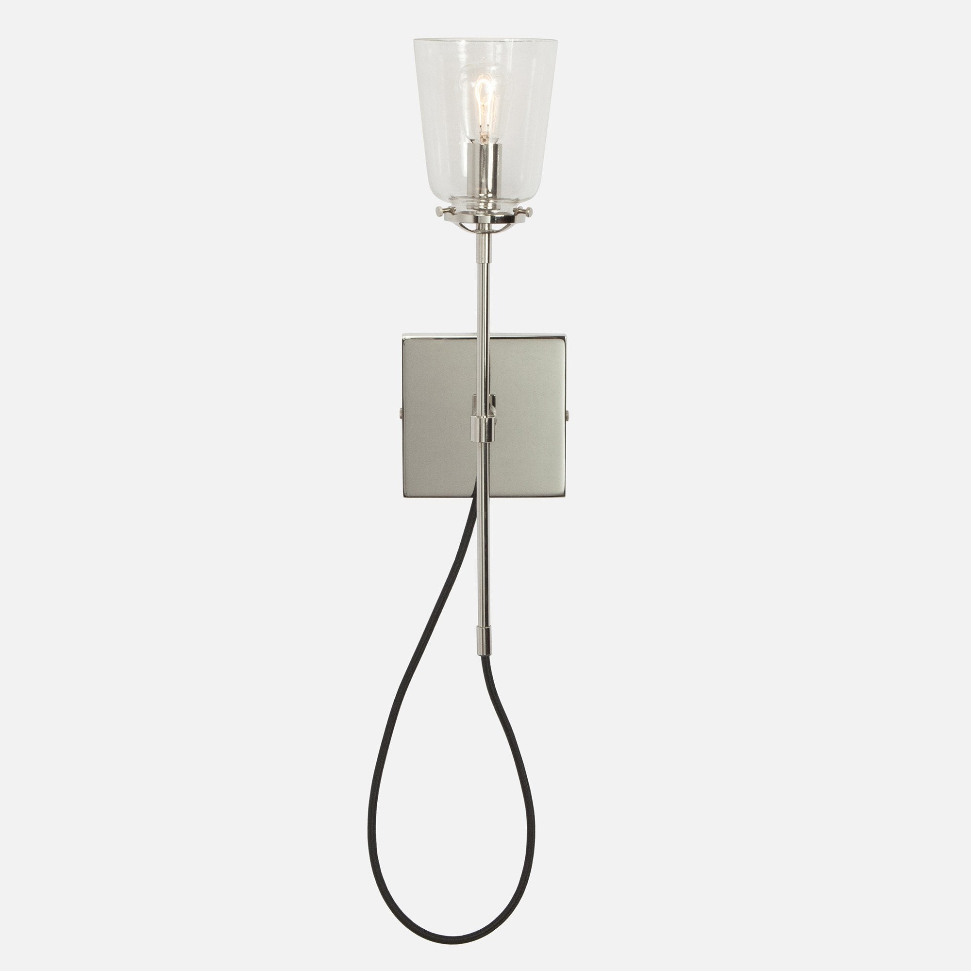 Modern Stemmed Wall Sconce - Bell Shade - Polished Nickel
