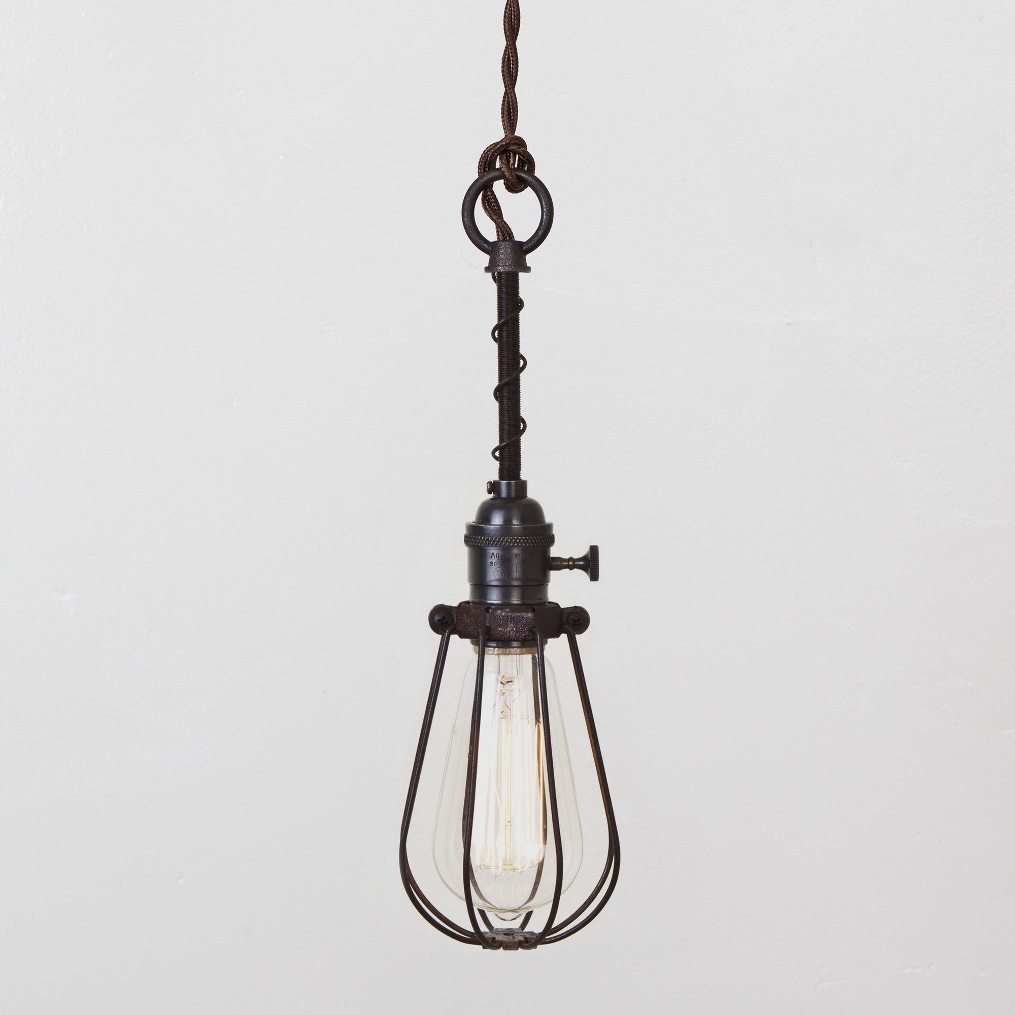 Oval Wire Bulb Cage Pendant Light - Switch Socket