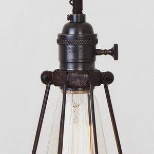 Oval Wire Bulb Cage Pendant Light - Switch Socket - Detail