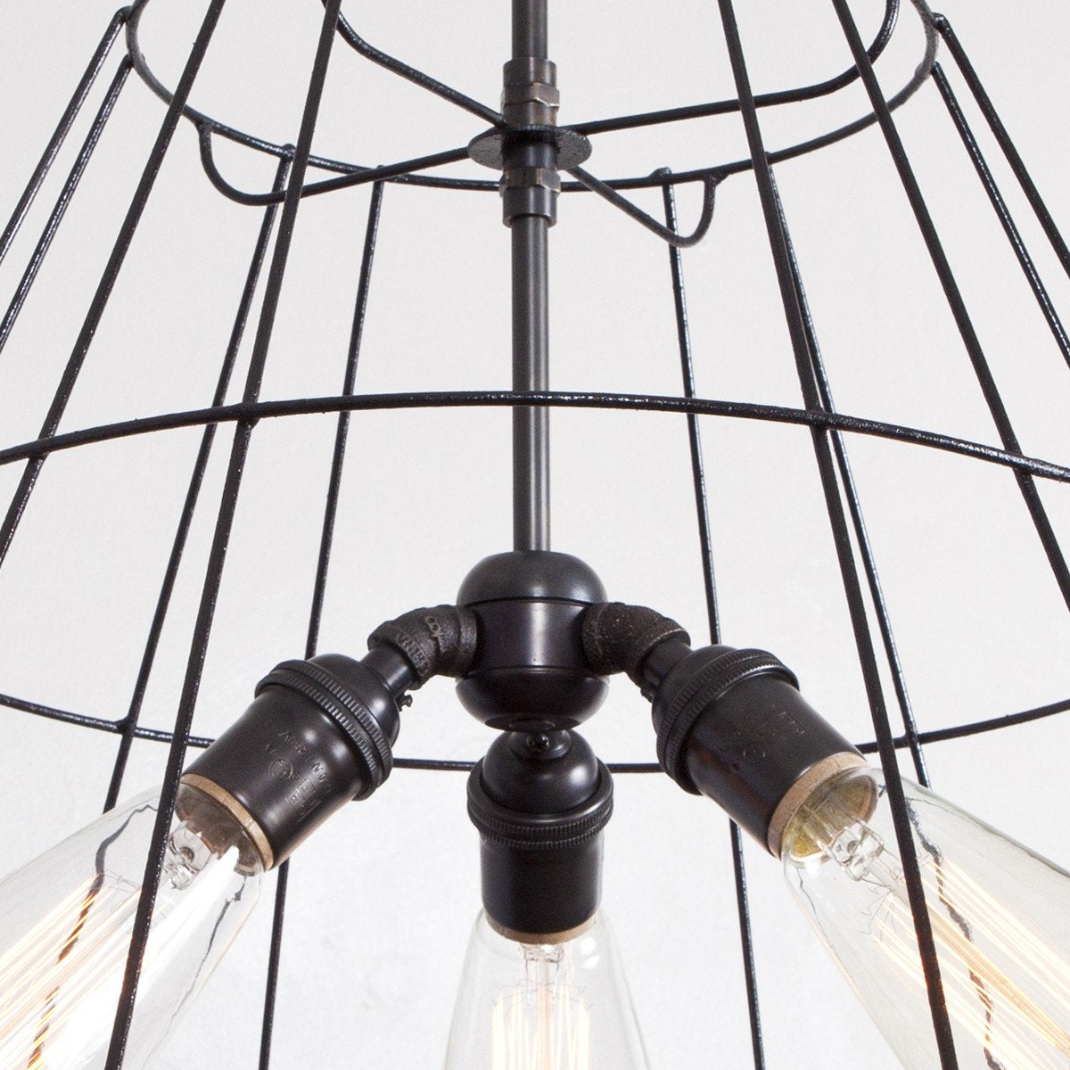 Vintage Lampshade Frame Chandelier - 3 Light - Detail