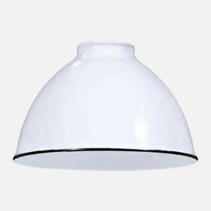 White Porcelain Dome Shade Pendant Light - Brass Switch Socket